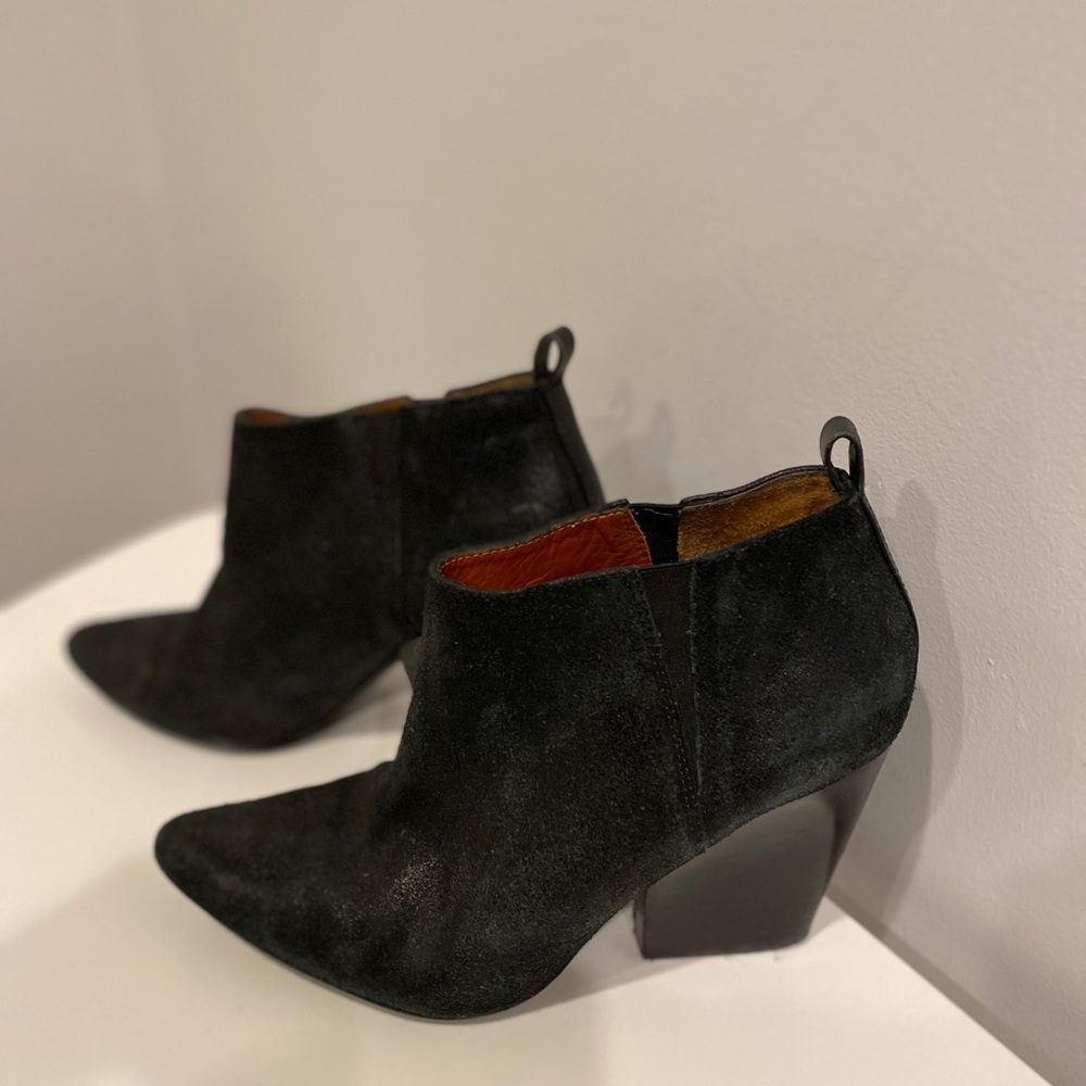 Rebecca Minkoff Black Leather Chunky Heeled Bootie